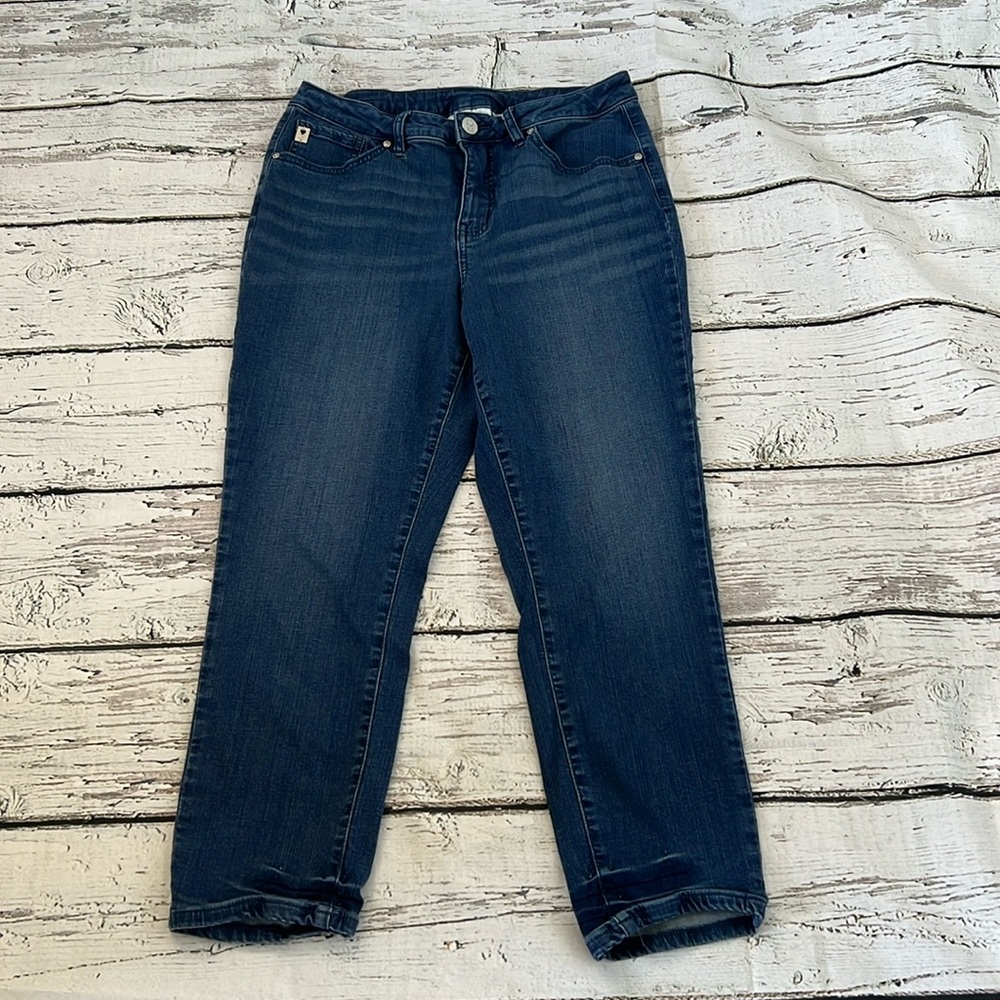 Belle by Kim Gravel TripleLuxe Denim Shirred Crop Jeans Size 8 Reg